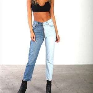 REVICE Denim - Ying Yang Crop Jeans, Two Tone Jeans